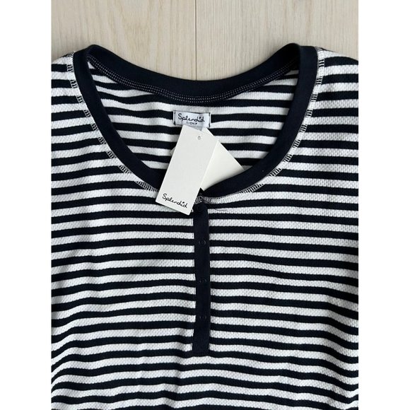 Splendid Stripe Pyjama Set Top & Bottoms Navy / White ( S ) - Picture 2 of 3